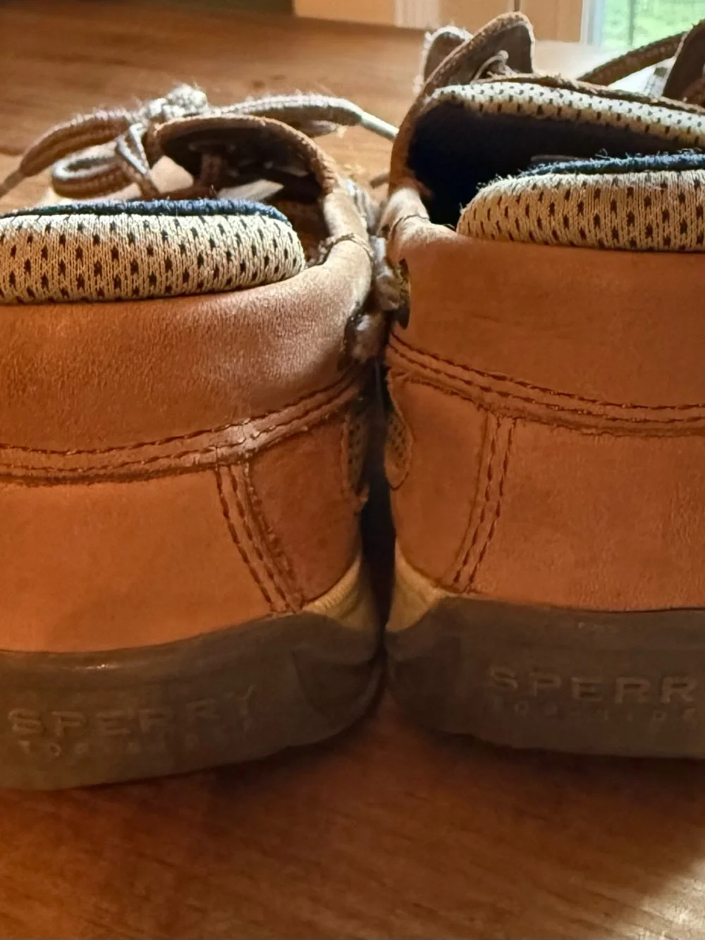 Sperry Tan Leather Moc Toe Boat Shoes